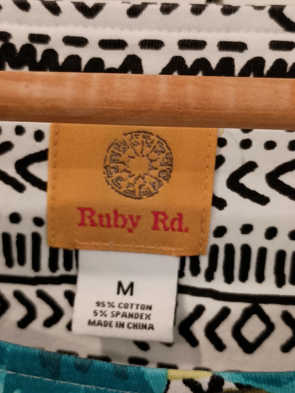 Ruby Rd. Teal and Black Patterned Top - Picture 3 of 11